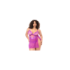 Babydoll grande taille en résille brodée florale et string 